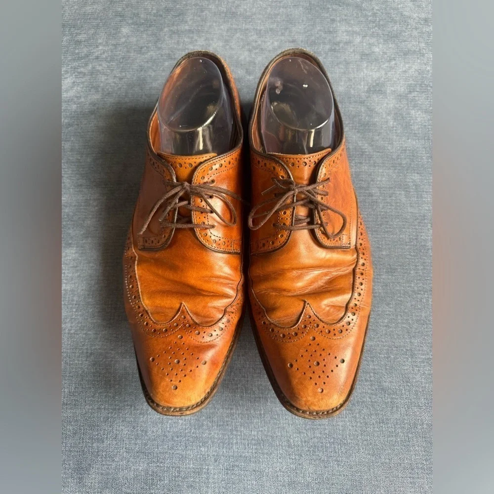 Men’s Brown Leather Wingtip Lace Up Oxford Dress Shoes SZ 10.5 SoleTech Soles